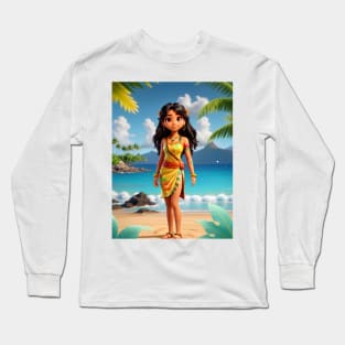 Hawaiian Girl Sticker #5 Long Sleeve T-Shirt